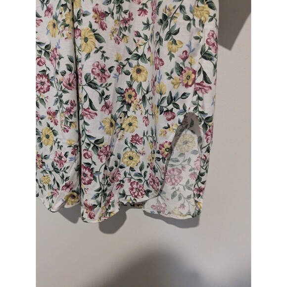 Nos Vintage 80s Barbizon Knit Nightgown Floral Cotton Blend Henley Sleep Shirt M - Picture 4 of 6